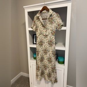 T. Tahari short-sleeved floral midi-dress
